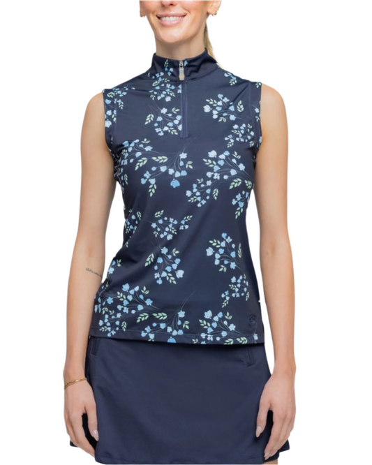 Kastel Sleeveless Rosebud 1/4 Zip Top