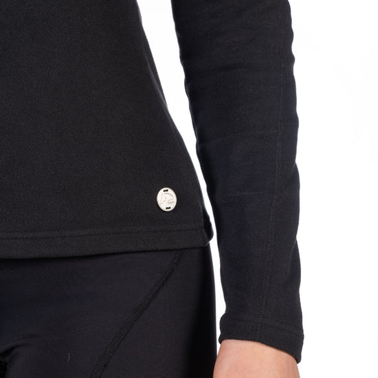 close up of HKM black Eva Turtleneck Shirt on white background - equestrian fashion outfitters