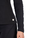 close up of HKM black Eva Turtleneck Shirt on white background - equestrian fashion outfitters