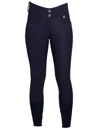 HKM Lauria Garrelli Arezzo Knee Patch Breeches in Navy on white background