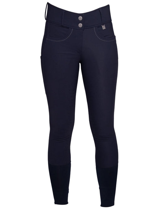 HKM Lauria Garrelli Arezzo Knee Patch Breeches in Navy on white background
