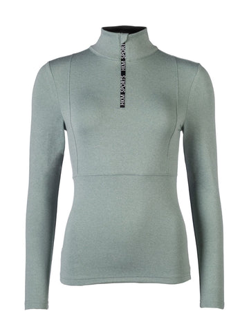 HKM Supersoft II Functional 1/4 Zip Shirt in sage on a white background