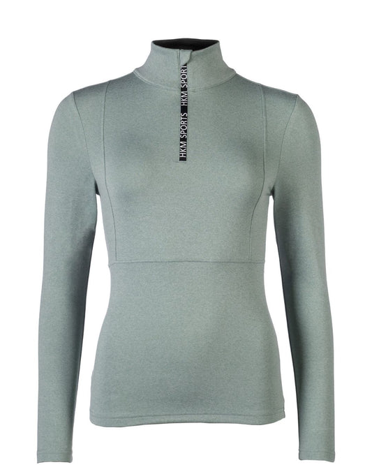 HKM Supersoft II Functional 1/4 Zip Shirt in sage on a white background