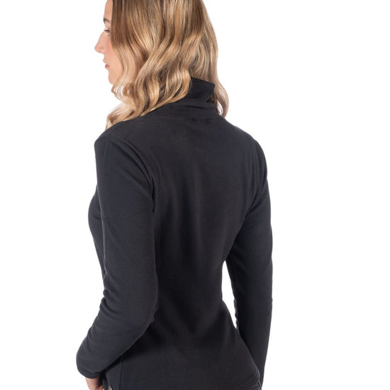 woman wearing HKM black Eva Turtleneck Shirt on white background - equestrian fashion outfitters