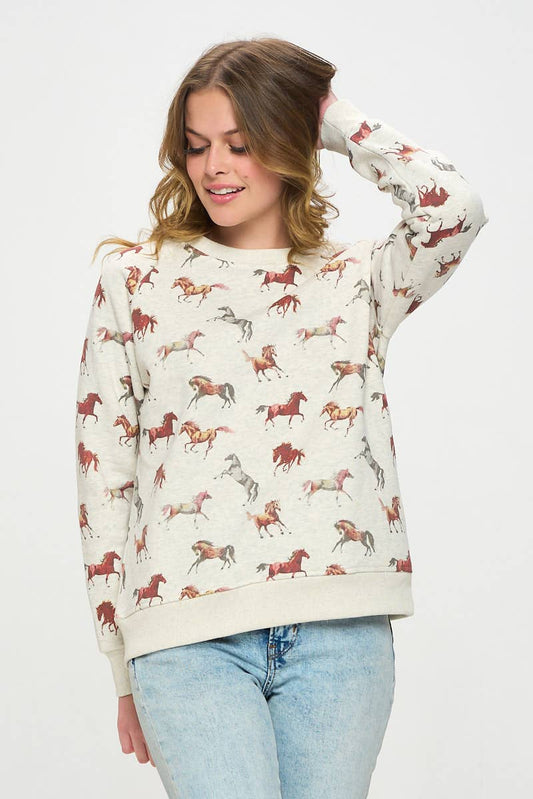 COLOR HORSE PRINT SWEATSHIRT  SM WARDROBE - Equestrian Fashion Outfitters