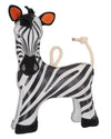 Zebra-shaped toy with a rope on a white background equestrian fashion outfitters