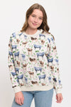 Floral Cows Print Sweatshirt Sweater SM WARDROBE - Equestrian Fashion Outfitters