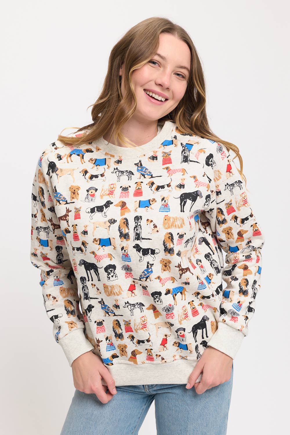 Colourful Dog Breeds Print Sweatshirt Sweater SM WARDROBE - Equestrian Fashion Outfitters