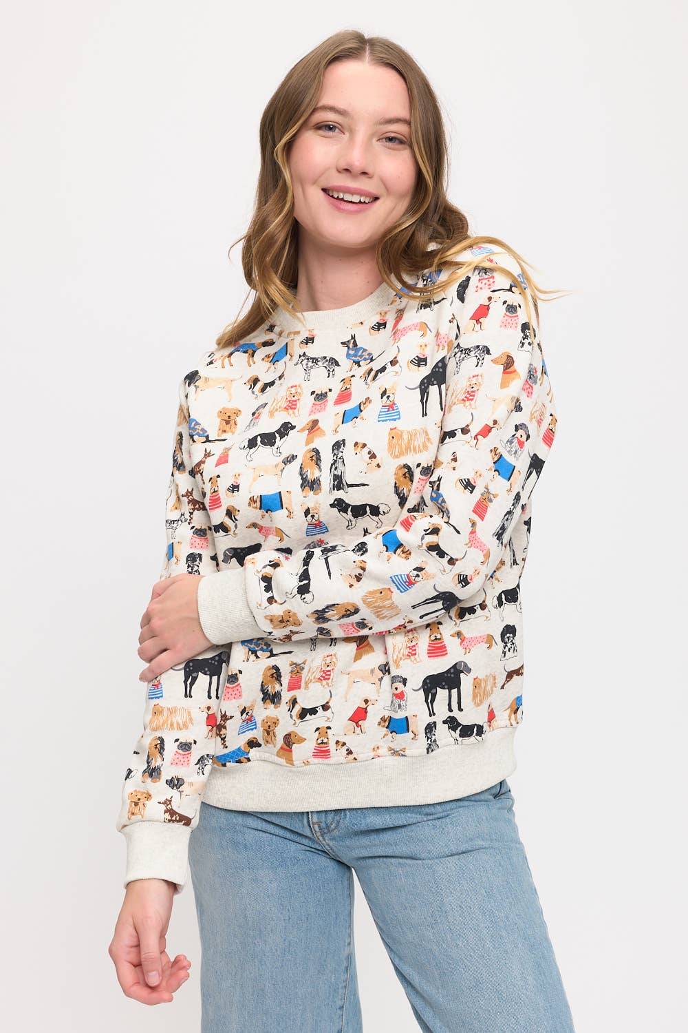 Colourful Dog Breeds Print Sweatshirt Sweater SM WARDROBE - Equestrian Fashion Outfitters