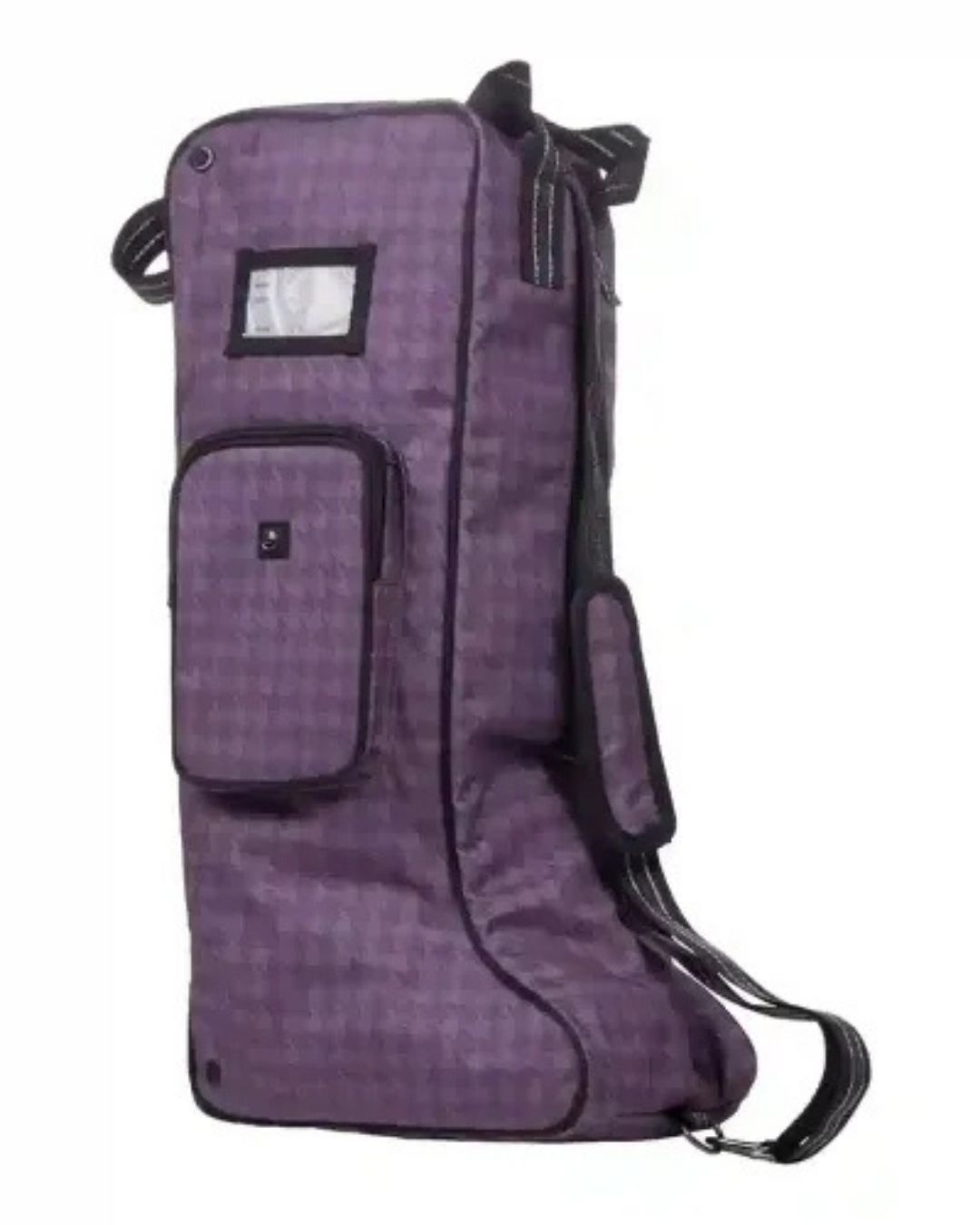Purple boot bag with a strap on a white background Equestrian fashion outfitters