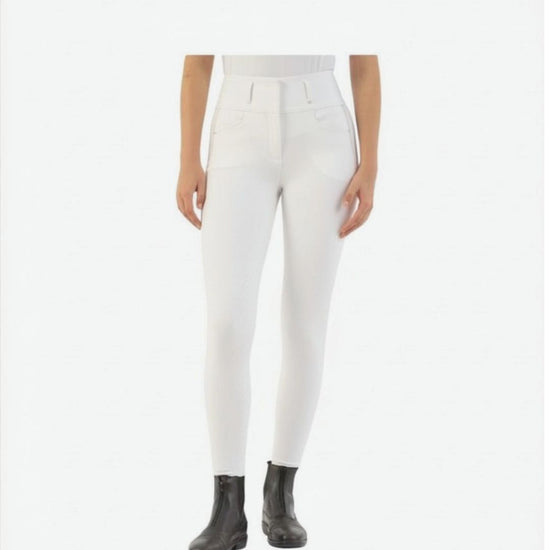 White pants worn by a person on a white background breeches equestrian fashion outfitters
