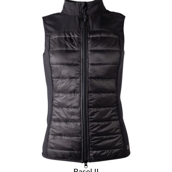 Black puffer vest on a white background equestrian fashion outfitters