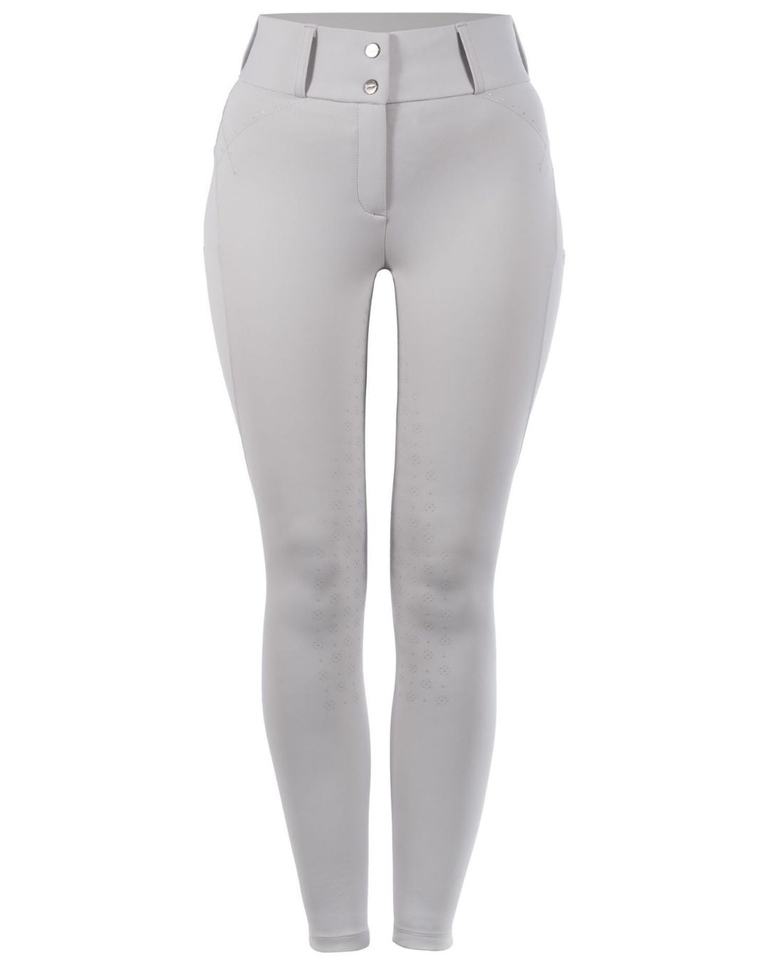 Gray riding pants on a white background