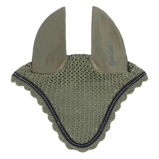 Green fly veil with ear flaps on a white background