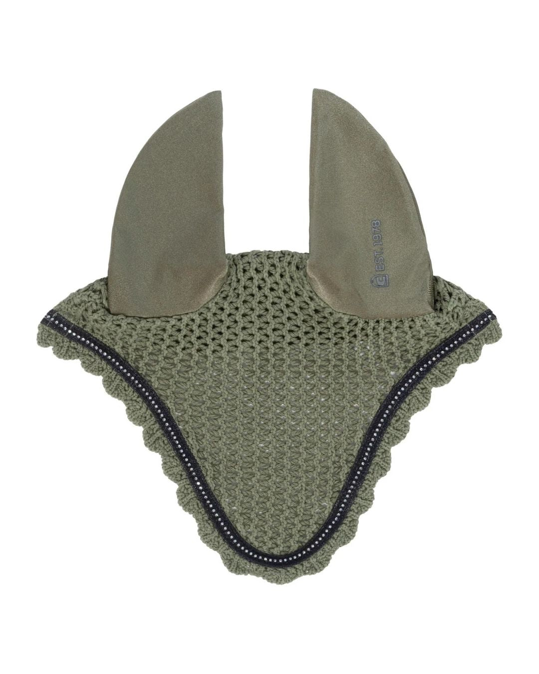 Green fly veil with ear flaps on a white background