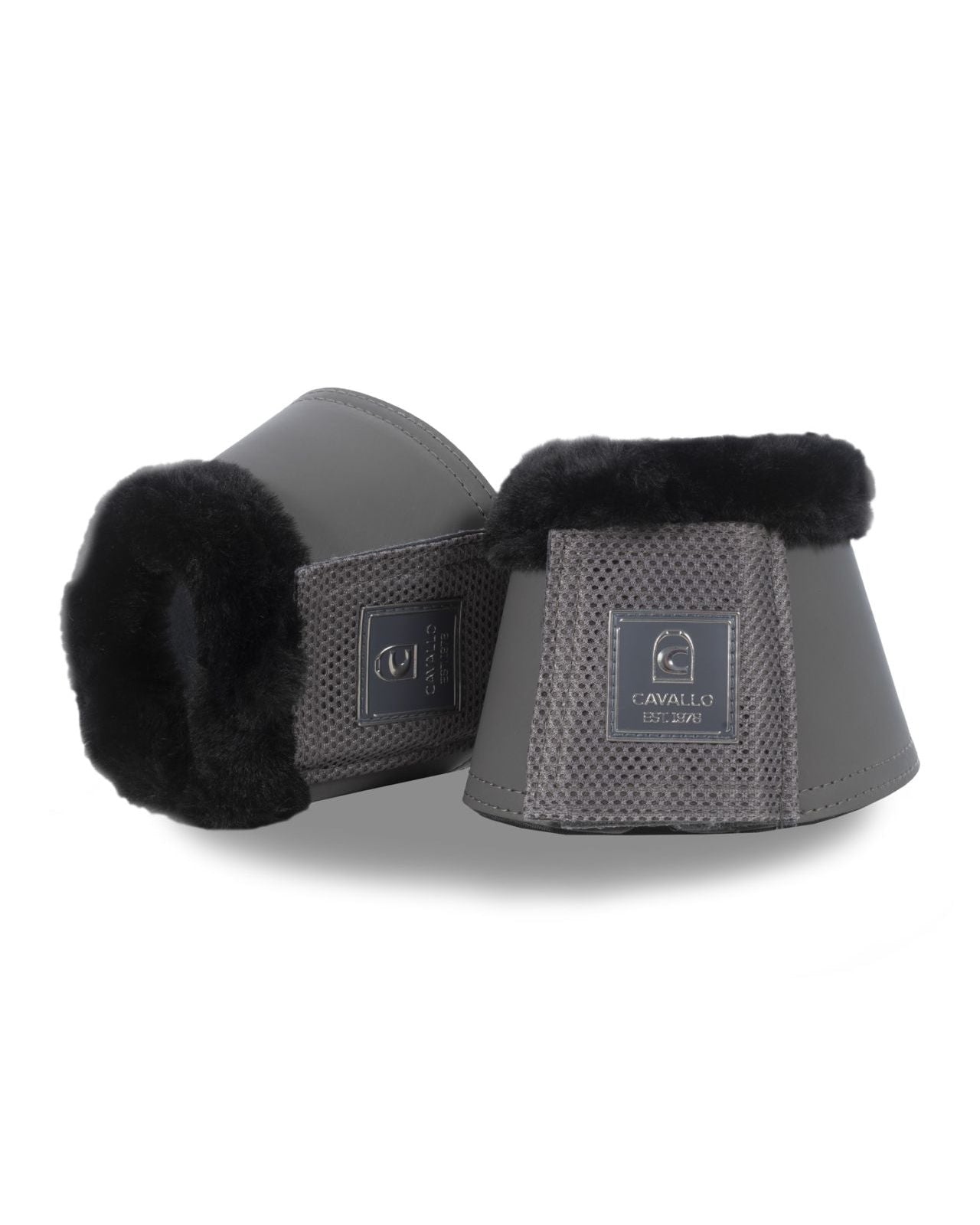 Grey bell boots on a white background equestrian fashion outfitters