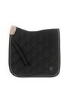 Black quilted saddle pad on a white background