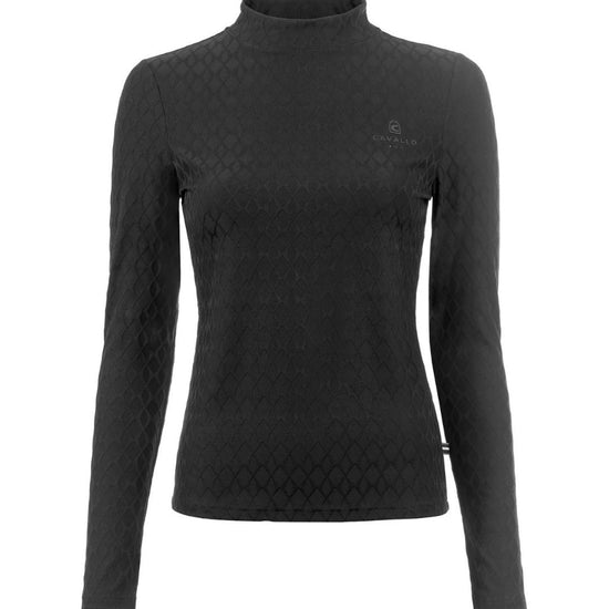 Black quilted long-sleeve top Cavallo on a white background