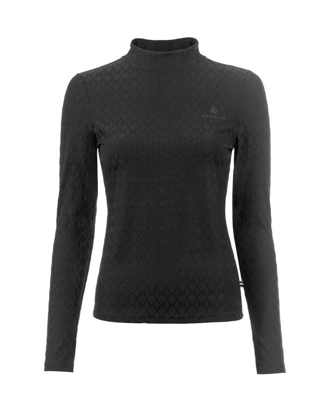 Black quilted long-sleeve top Cavallo on a white background