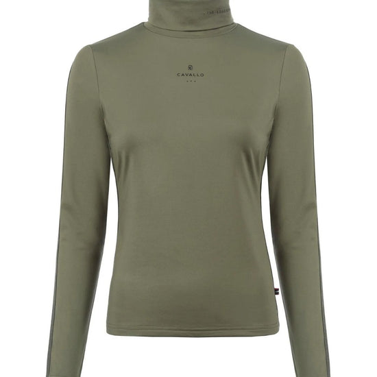 Green long-sleeve cavallo shirt with a logo on a white background