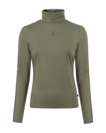 Green long-sleeve cavallo shirt with a logo on a white background
