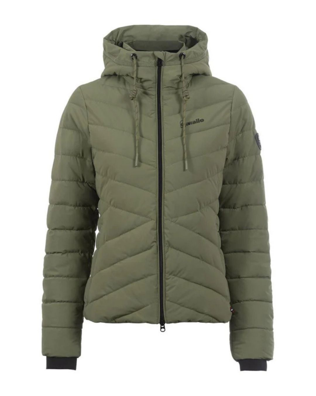 Green Cavallo puffer jacket with a brand logo on a white background