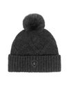 Dark gray knit beanie with pom-pom on a white background