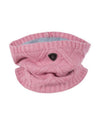 Pink knitted neck warmer with a button on a white background Cavallo