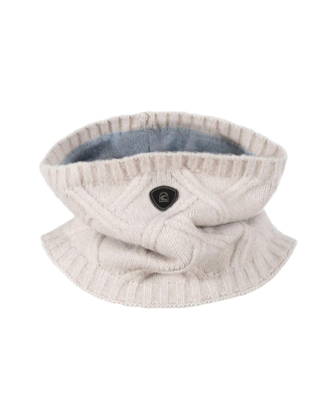 Knitted neck warmer with a brand logo on a white background Cavallo