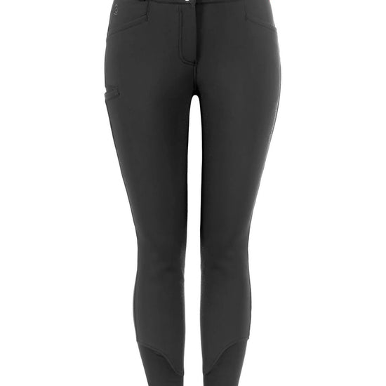 Black riding pants on a white background