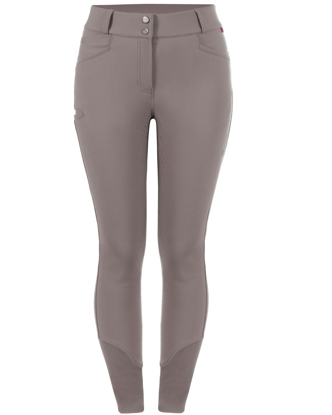 Gray taupe beige riding pants on a white background