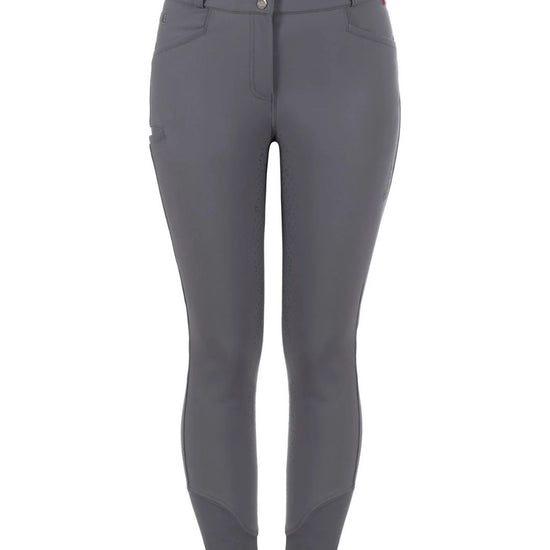 Gray riding pants on a white background