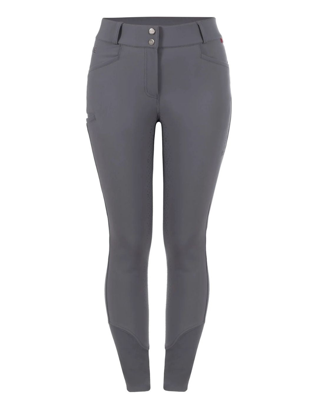 Gray riding pants on a white background