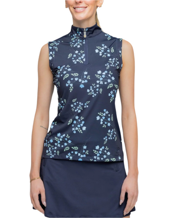 Kastel Sleeveless Rosebud 1/4 Zip Top