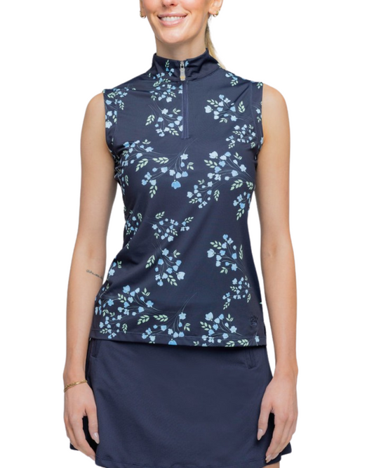 Kastel Sleeveless Rosebud 1/4 Zip Top