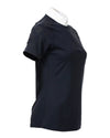 Navy short-sleeve shirt on a mannequin with a white background equestrian fashion outfitters