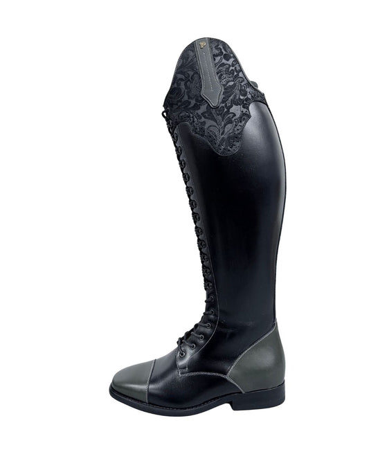Petrie Florence boots laces tall boots black with floral design equestrian fashion outfitters