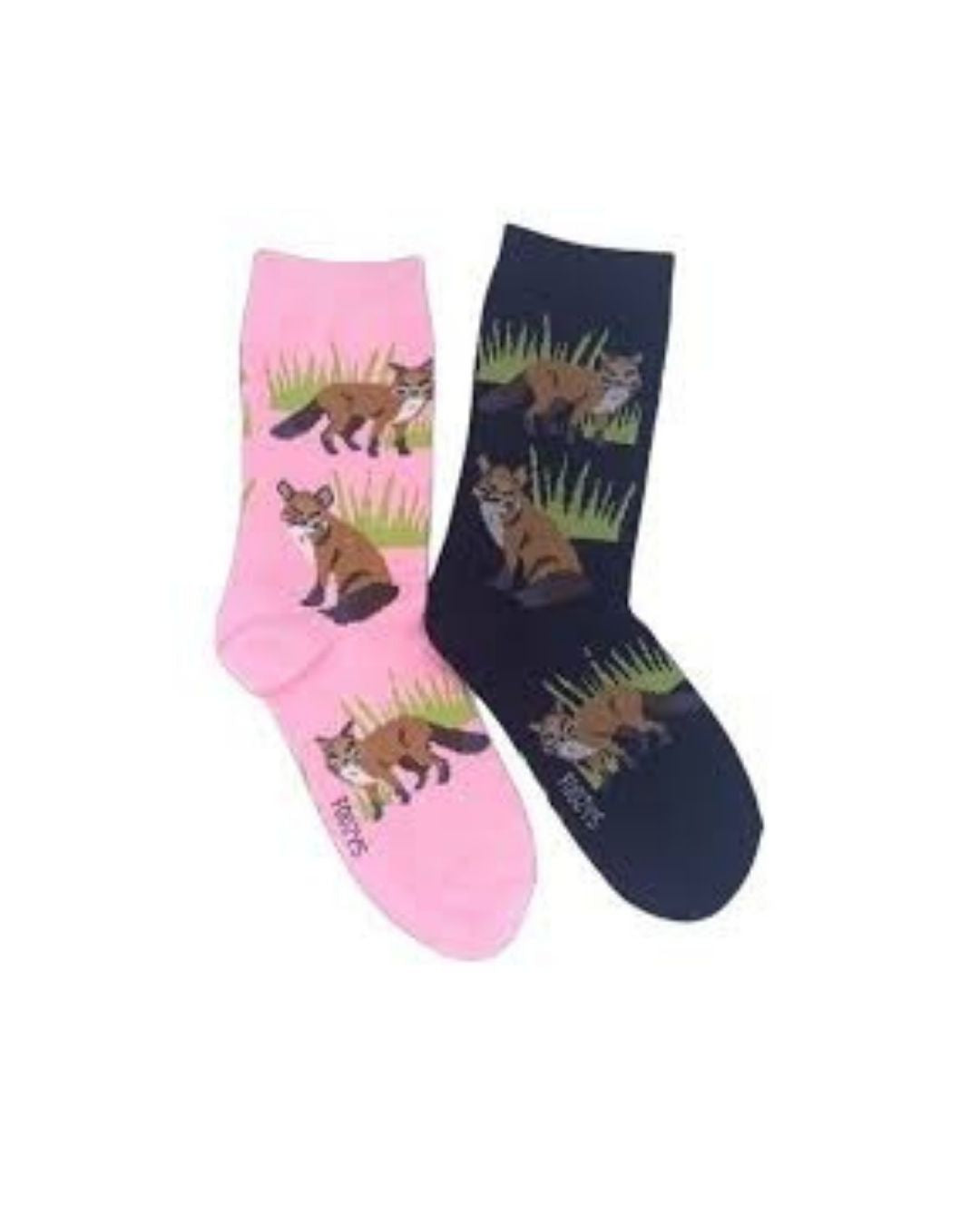 womens crew socks in black or pink with a fox equestrian fashion outfittersd