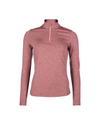pink heathered rust shirt with long sleeves and a quarter zip on a white background equestrian fashion outfitters