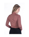 pink rust heathered shirt on a girl from the back with black breeches on a white background equestrian fashion outfitters