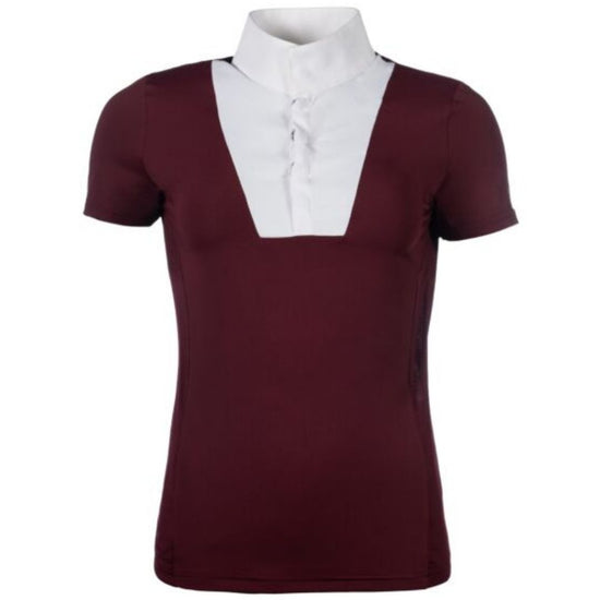 Maroon blouse with white collar on a white background Equestrian fashion outfitters