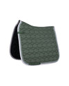 Green hexagonal patterned saddle pad on a white background