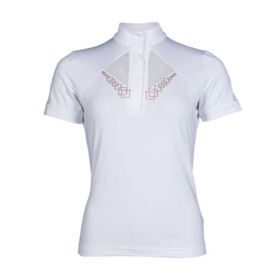 White HKM shirt with decorative collar on a white background equestrian Fashion Outfitters