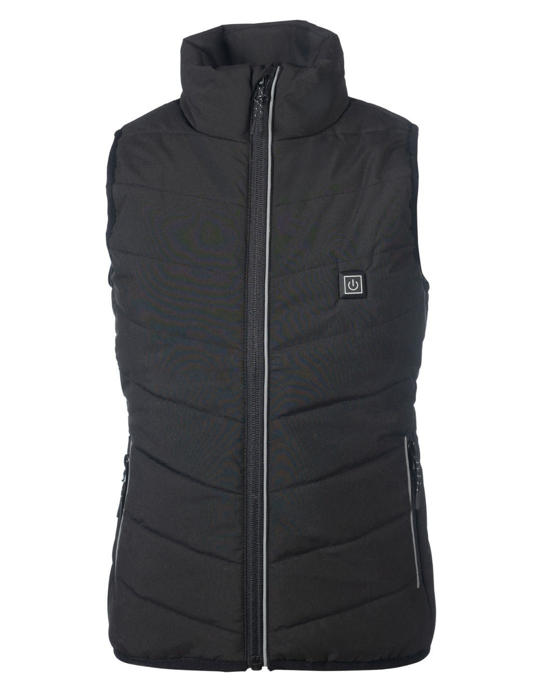 HKM Childrens Black heated vest with logo on a white background equestrian fashion outfitters