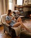 Shirt and shorts set with horse pattern on a light blue background pajamas equestrian fashion outfitters