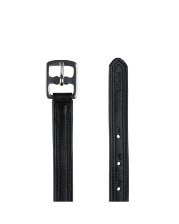 stirrup leathers black on white background. equestrian fashion outfitters