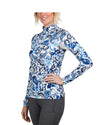 Kastel Long Sleeve Navy Paisley Print Sun Shirt 1/4 Zip