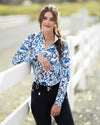 Kastel Long Sleeve Navy Paisley Print Sun Shirt 1/4 Zip