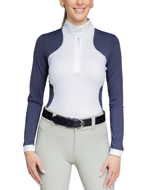 Kastel Navy perforated L/S Mesh Show Shirt