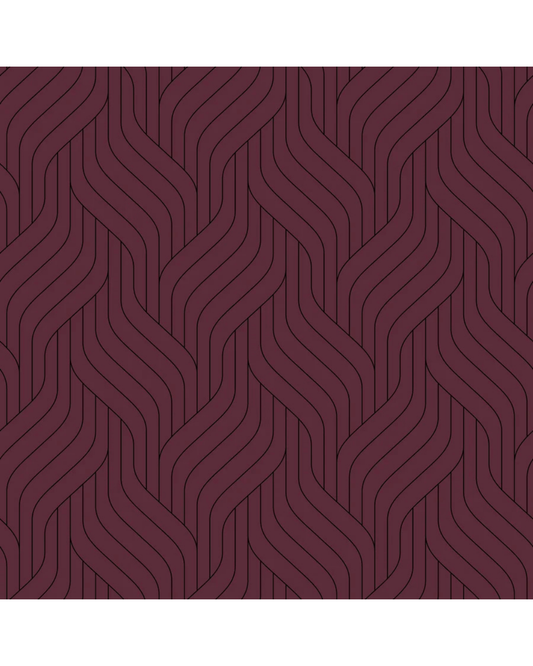 A close-up of a repeating wavy geometric herringbone pattern in deep burgundy oxblood equestrian fashion outfitters